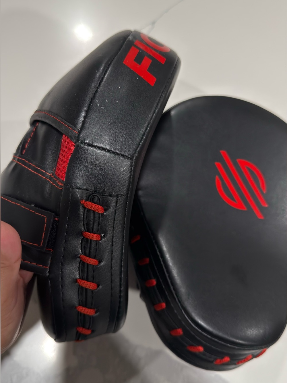 Sanabul Boxing Focus Mitts Punch Pads Black Red MMA Training Pair